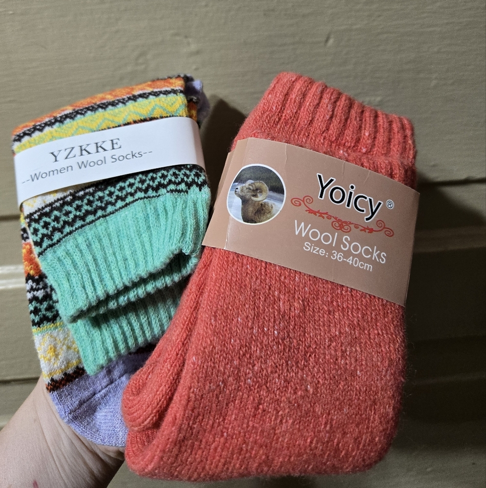 Multicolor Wool Blend Socks - 2 Pair *Please See Description* - Picture 1 of 2